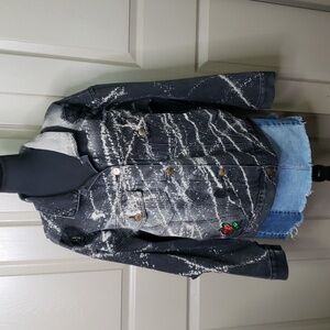 Mono B mansion life by JD upcycled savage N Rose Jean jacket bleached Medium